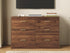 VASAGLE 6-Drawer Dresser Storage Cabinet Unit Modern 46.9"L x 15.8"W x 30.7"H - Walnut