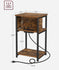 VASAGLE 3-Tier Small End Side Table w/ Charging Station - Brown