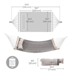 SONGMICS Quilted Hammock w/ Curved Bamboo Spreaders - Gray