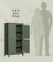 VASAGLE Floor Storage Cabinet Freestanding Unit w/ 4 Doors and Adjustable Shelves - Green