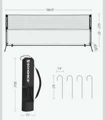 SONGMICS 16.5ft Badminton Height Adjustable Volleyball Pickleball Net - Black