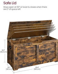 VASAGLE Storage Chest Bench w/ 2 Safety Hinges Farmhouse Style - Brown