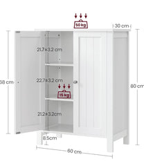 VASAGLE Bathroom Floor Storage Cabinet w/ 2 Adjustable Shelves - Cloud White