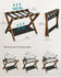 SONGMICS Solid Wood Luggage Rack Foldable Suitcase Stand Holder w/ Fabric Storage Shelf - Brown