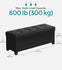 SONGMICS 43" Storage Bench Folding Ottoman Foot Rest w/ Legs - Black