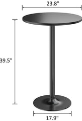 Bistro Pub Table 23.8" Round Bar Height Cocktail Table Metal Base - Black