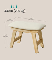SONGMICS Foot Stool Ottoman Padded Foot Rest Under Desk Solid Wood Frame - Sand