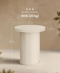 VASAGLE Round Side Tambour End Table Mid Century Modern Nightstand - Beige