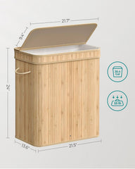 SONGMICS 26.4-Gallons Bamboo Laundry Hamper w/ Lid - Natural Beige