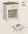 VASAGLE Nightstand w/ Charging Station Farmhouse Style w/ Open Compartment - Rustic White / Honey Brown