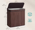 SONGMICS 39.6-Gallons Bamboo Laundry Hamper 3 Compartment w/ Lid - Chestnut Brown