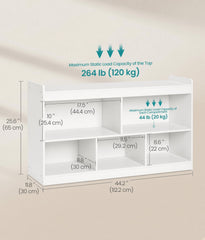 SONGMICS Kids' Toy Storage Shelf Montessori Book Shelf w/ 5 Compartments - White
