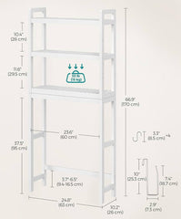 SONGMICS 3-Tier Bamboo Over The Toilet Storage w/ Adjustable Shelf - White ***open box***
