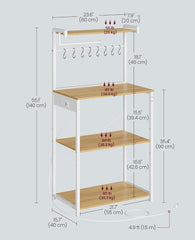 VASAGLE 4-Tier Kitchen Bakers Rack w/ Power Outlet - Golden Oak / White