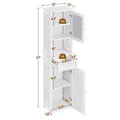 VASAGLE  67" Freestanding Storage Cabinet w/ Adjustable Shelves - White