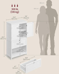 VASAGLE Bathroom Floor Cabinet w/ 2 Doors & Adjustable Shelves - Cloud White