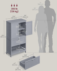 VASAGLE Bathroom Floor Cabinet w/ 2 Doors & Adjustable Shelves - Gray