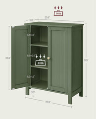 VASAGLE Bathroom Floor Storage Cabinet w/ 2 Adjustable Shelves - Forest Green