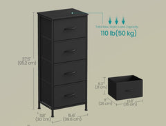 SONGMICS Tall Dresser w/ 4 Fabric Drawers - Black