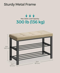 SONGMICS Shoe Storage Entryway Bench w/ Cushion - Camel Brown