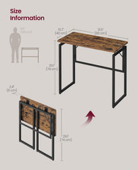VASAGLE Folding Small Computer Desk Foldable Table - Brown