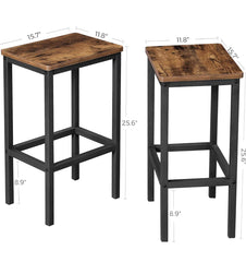 VASAGLE 25.6" Bar Stools w/ Footrest Modern Basic Style Set of 2 - Brown