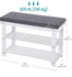 SONGMICS 28.3" Bamboo Shoe Bench 3-Tier Shoe Rack w/ Cushion - Cloud White / Slate Gray