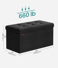 SONGMICS 30" Folding Storage Ottoman Bench - Black