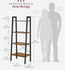 VASAGLE 4-Tier Ladder Shelf Bookcase Book Shelf Storage Shelves - Brown