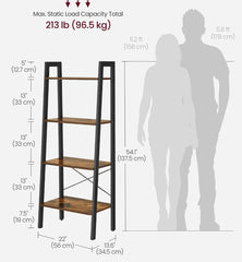 VASAGLE 4-Tier Ladder Shelf Bookcase Book Shelf Storage Shelves - Brown