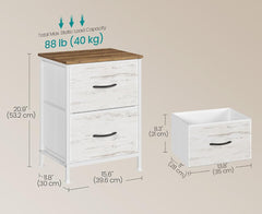 SONGMICS Nightstand Bedside Side End Table w/ 2 Fabric Drawers - Honey Brown