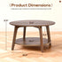 Round Coffee 2-Tier Modern Wood Center Table w/ Storage - Brown