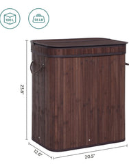 SONGMICS 100L Bamboo Laundry Hamper w/ Handles - Chestnut Brown