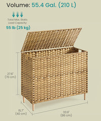 SONGMICS 42 Gallons (160 L) Laundry Hamper Rattan w/ Lid - Natural **No Liner**