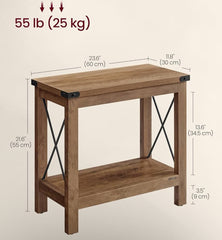 VASAGLE 2-Tier End Side Table Small Accent Nightstand w/ Bottom Shelf - Honey Brown