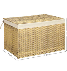 SONGMICS 42.3 Gallon (160L) Woven Storage Basket w/ Lid - Foldable - Natural