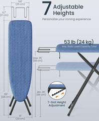 SONGMICS Ironing Board Foldable w/ Iron Rest & w/ Ajustable Height - Blue