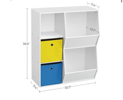 SONGMICS Toy Storage Organizer w/ 3 Shelves Open Compartments - White