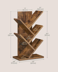 VASAGLE 5 Tiers Tree Bookshelf Tree Shelf Desktop Book Shelf - Brown