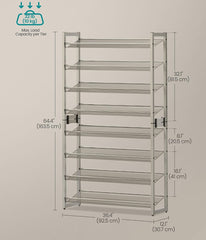 SONGMICS 8-Tier Metal Shoe Rack Shoe Orgainzer - Beige