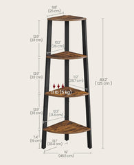 VASAGLE 4-Tier Corner Shelf Stand Modern Ladder Shelf - Brown