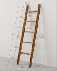 VASAGLE 5-Tier Blanket Ladder Modern Basic Ladder Shelf - Honey Brown