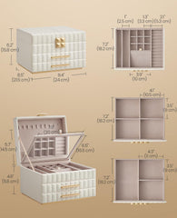 SONGMICS 3-Tier Jewelry Box w/ Mirror Organizer w/ 2 Drawers - Cloud White
