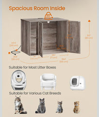 Feandrea Cat Litter Box Enclosure Hidden Washroom with Power Outlet - Greige ***open box***