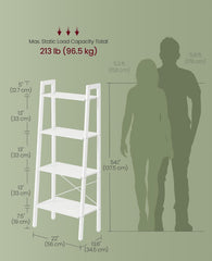 VASAGLE 4-Tier Ladder Bookcase Book Shelf Storage Shelves - White
