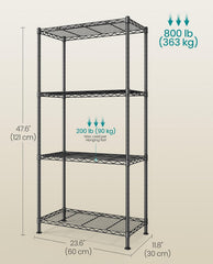 SONGMICS 4-Tier Storage Shelves Adjustable Wire Shelving Unit - Black