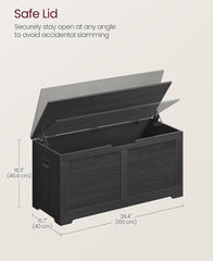 VASAGLE Storage Chest Bench w/ 2 Safety Hinges Farmhouse Style - Charcoal Gray