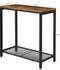 VASAGLE Side Narrow Small End Table w/ Mesh Shelf - Rustic Brown