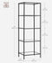 VASAGLE 5 Tier Bookcase Bookshelf Tempered Glass Bookshelves w/ Steel Frame - Black