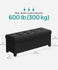 SONGMICS 43" Leather Folding Ottoman Bench Storage Trays w/ Legs - Black